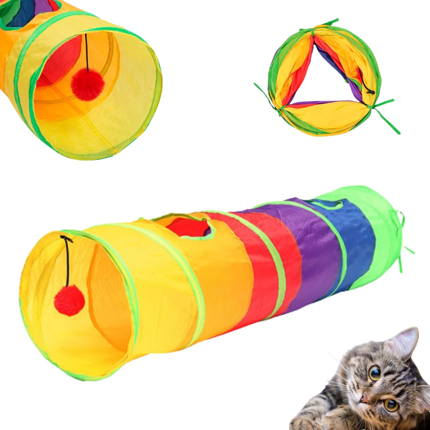 Brinquedo Para Gatos Túnel Labirinto Colorido com Bolinha Tunel para Gato Coelho
