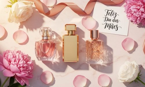 Perfumes femininos elegantes para presentear no Dia das Mães 2026 com flores e embalagem rosa